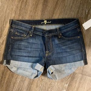 7 For All Mankind Blue Denim Rollup Shorts size 30